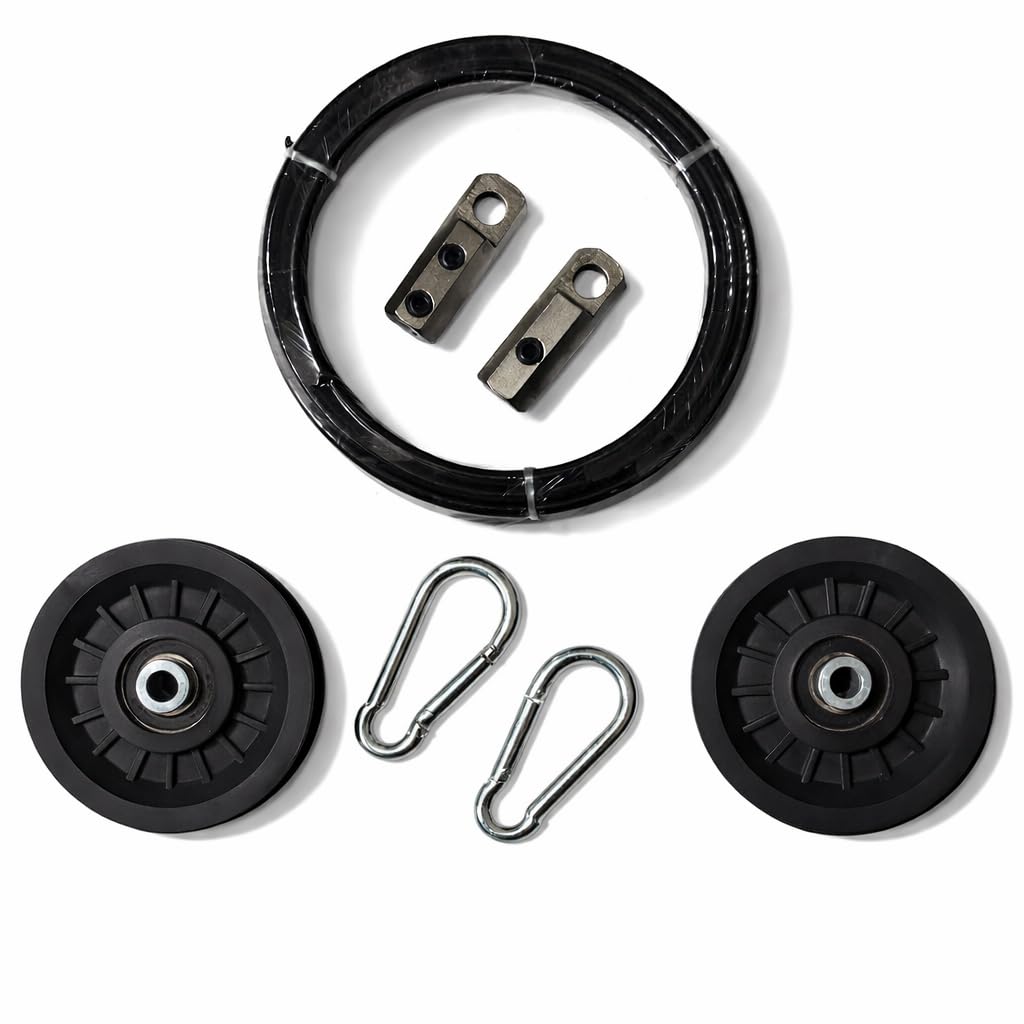 M ART Gym Machine Wire Black Pu Coated 5.5mm 5 Meter | Snap Safety Lock | 4" Pulley | Wire L N Key Lock | Attachments(Black 5-Meter+2Snap+2-4" Pulley+2 Wire L N Key Lock)-image-49