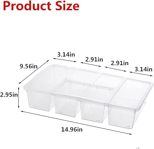 Miniatura 2 de TIST - Contenedor organizador de refrigerador de 5 compartimentos con tapa, apilable, para refrigerador, congelador, caja para frutas, verduras,