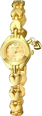 Avaner Womens Gold Bracelet Watches Analog Quartz Stainless Steel Strap Ladies Elegant Wrist Watches with Heart Pandant