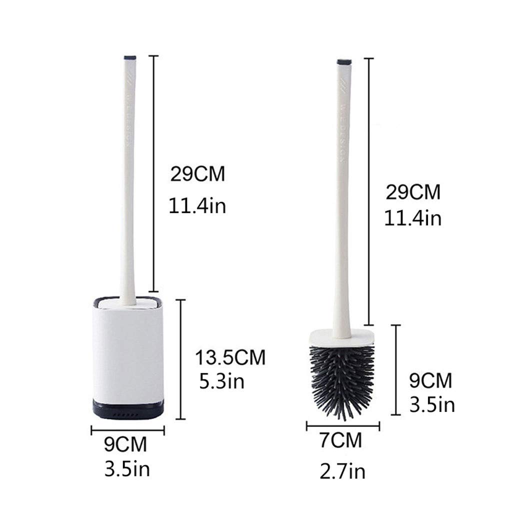 HASMI Escobillas de Baño Cepillos De Inodoro Vertical Y De Pared, Cepillos De Inodoro De Mango Largo, Cepillos De Baño Modernos De Diseño Minimalista (Blanco) Escobilla WC