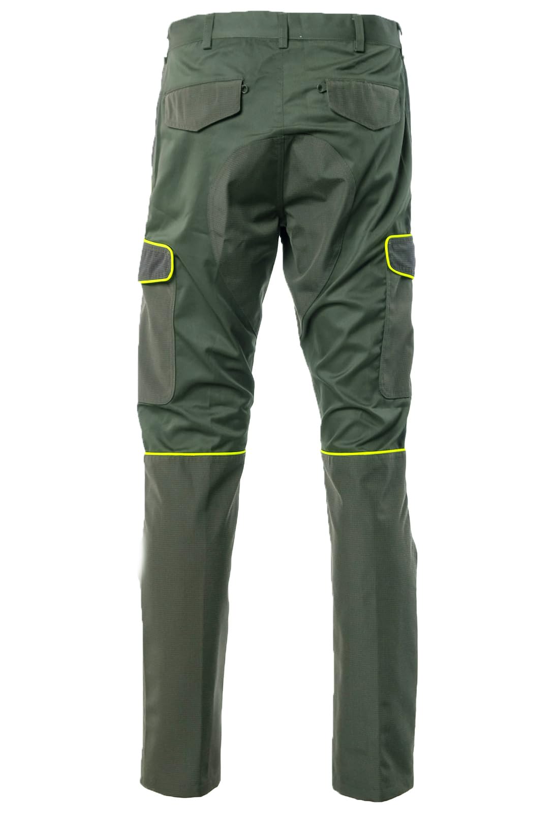 fratelliditalia.org Pantalone Uomo Caccia antistrappo 6 Tasche con Rivestimento in Tessuto Tecnico Verde con Profili Arancioni Alta visibilita dalla 46 alla 60
