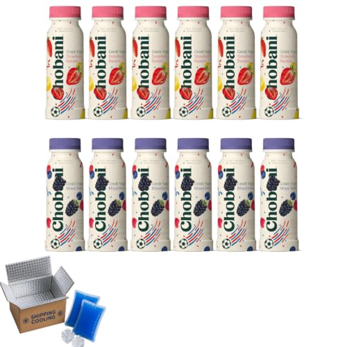 Greek Yogurt Protein Drink, Low Fat, 10g Protein per Bottle, Variety Pack, Strawberry Banana & Mixed Berry Flavors 7 fl oz, 12 Count