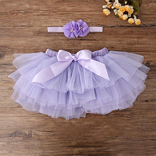 Conjunto de tiara para bebês meninas com saia tutu e babados de tule para fraldas de 6 a 24 meses, R