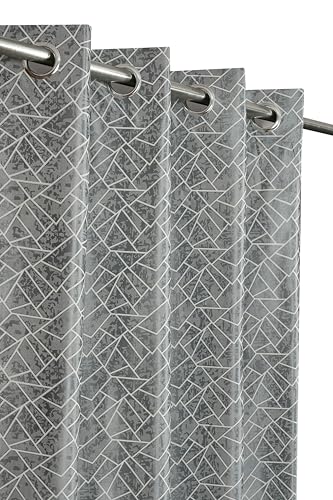 Image of Room Darkening Curtains for Door & Windows, Living Room, Bedroom, Eyelet, Parda, Printed, Pack of 1, Grey, 4 x 9 Feet