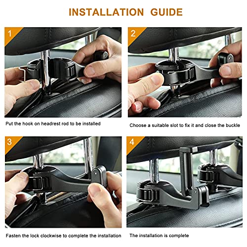 Image of Car Headrest Hook with Phone Holder, Universal 360 Rotation Headrest Hooks for Purses and Bags (Silver)