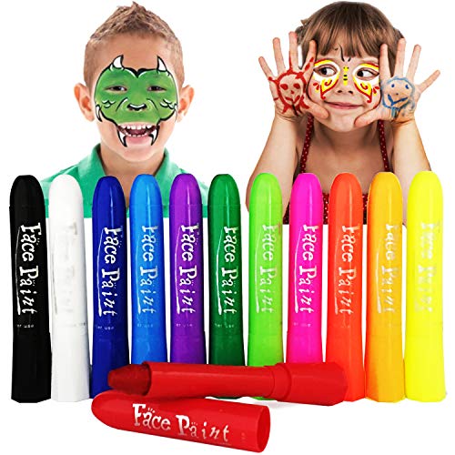 Lasten 12 Colors Face Paint Crayons, Washable Body Paints for Kids Adult, Ideal
