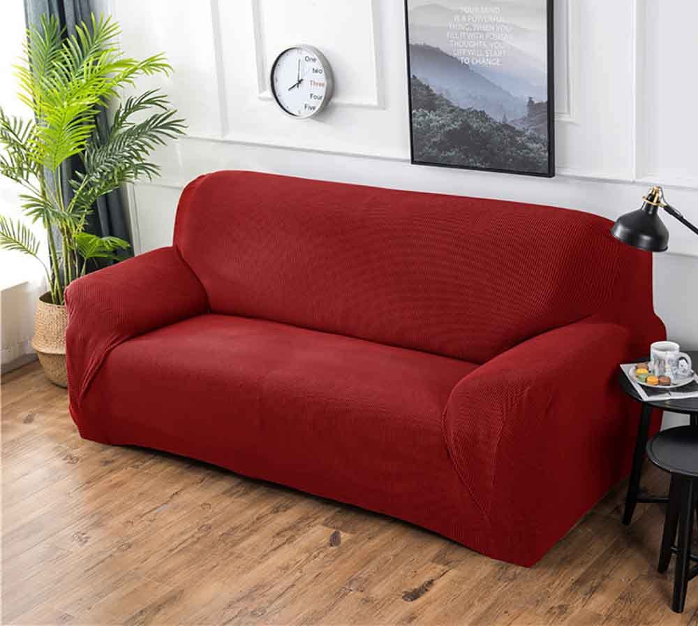 Housse canapé extensible 140-190cm rouge protection anti-poils