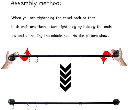 Miniatura 7 de Toallero industrial para toallero, barra de toalla negra de 50.4 pulgadas con 3 ganchos, soporte para toallas de baño de montaje en pared, accesorio
