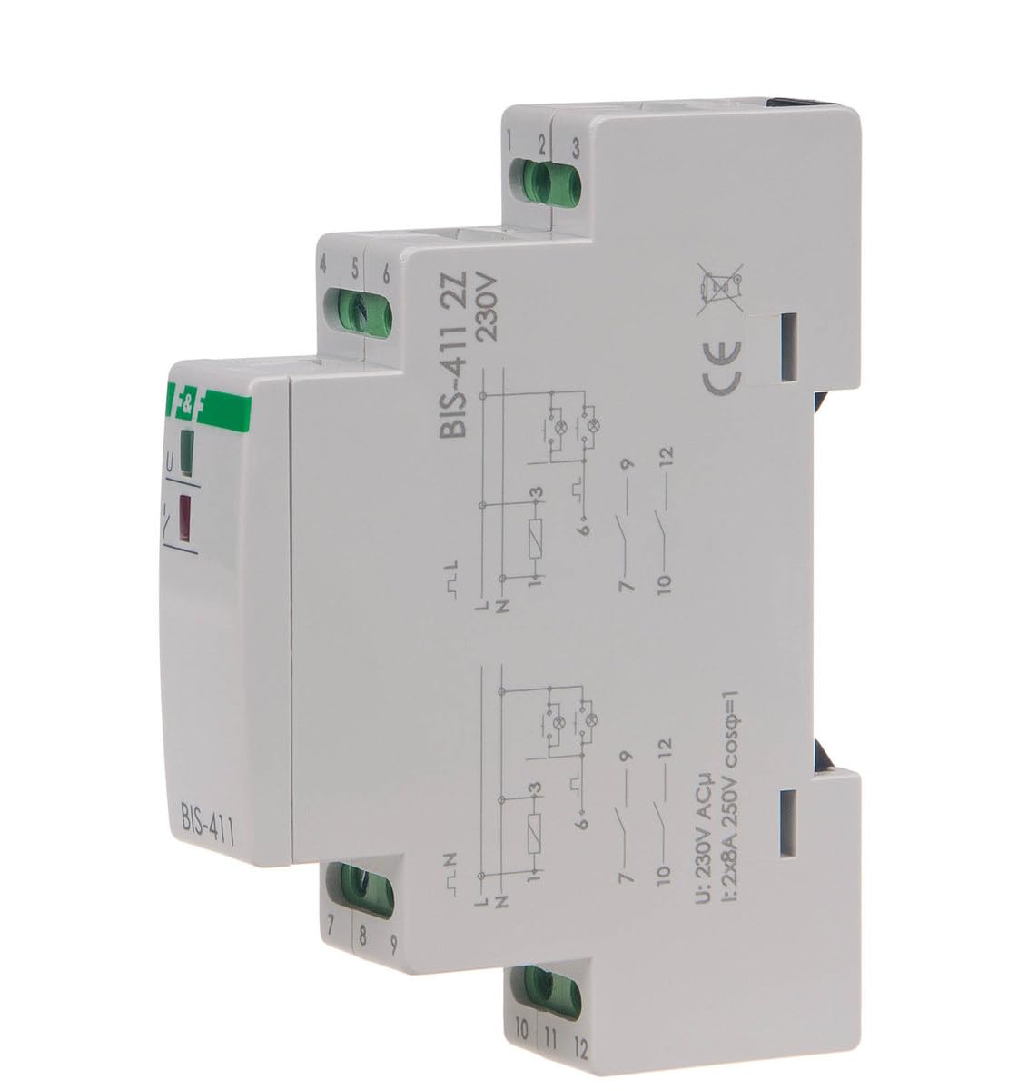 F&F BIS-411 Bistabiles Relais, 1 Kanal, 230 V AC, 16 A, Grau