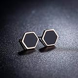 Creative Titanium Steel Stud Earrings Women's Black Hexagons Ear Rings Women Stainless Steel Faded...