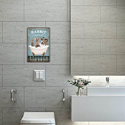Funny Rabbit Decor Bathroom Decor Bathtub Decor Rabbit Lovers Rabbit Accessories Farm Decor Rabbit Signs Wall Art Poster Retro Poster Bar Home Bathroom Wall Decoration Sign 8X12 Inch #TOP2