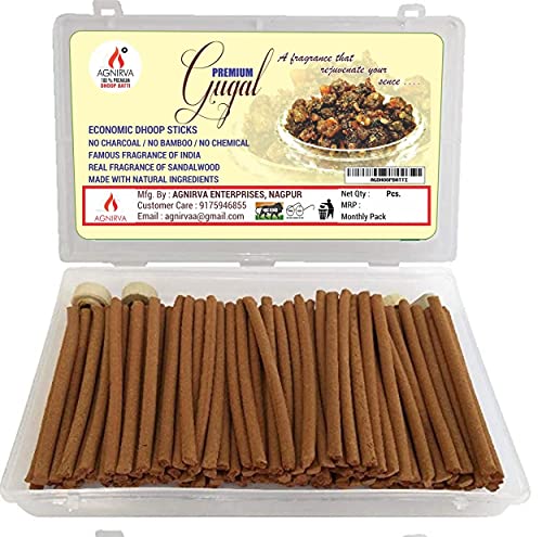 Image of Agnirva Dry Dhoop Batti Long Lasting Guggle Dhoop Sticks for Prayer (Without Charcoal and Bamboo) 150 gm Pack