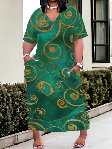 Image of SUZONANA Plus Size Dresses for Curvy Women African Print American Dress Summer Outfits Casual Loose with Pocket