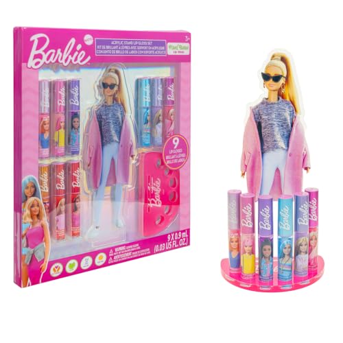 Barbie Lip Gloss Set with Display Stand Plant-Based Ages 3+
