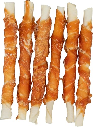 TRIXIE Denta Fun Rolls mit Huhn - Rinderhaut mit Hühnchenfilet ummantelt - 6 Stück - 12 cm - 70 g - Glutenfrei - 31325