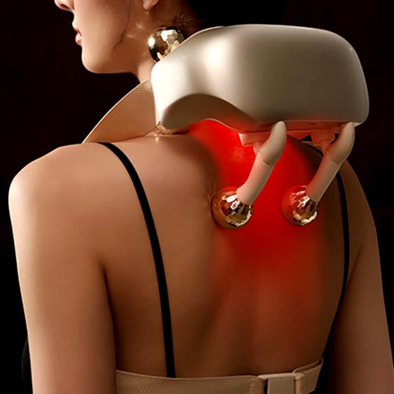 Miniatura 6 de Masajeador térmico todo en uno, masajeador de cuello portátil inalámbrico y hombros con 6 cabezales de masaje que ofrecen amasamiento profundo,