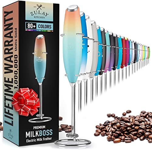 Zulay Original Milk Frother Handheld Foam Maker for Lattes - Whisk Drink Mixer for Coffee, Mini Foamer for Cappuccino, Frappe, Matcha, Hot Chocolate by Milk Boss (Galaxy)