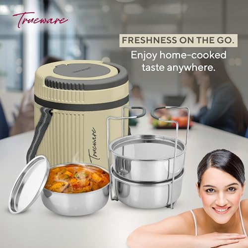 Image of Tureware Electric 3 PU Insulated 304 Grade Stainless Steel 3 Container 450 ML Each Thermoware Electric Lunch Box