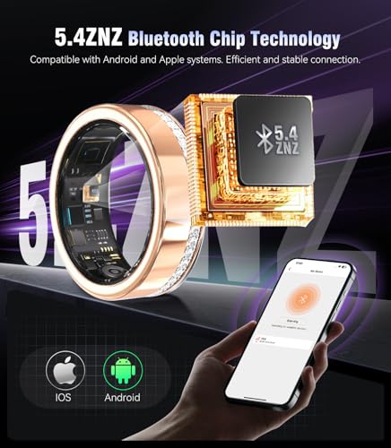 Image of 8 Gen Diamond Smart Ring and Wireless Charging Case [Industry Rank 1-0 Measurement Error] 2026 Smart Ring for Women - Advanced Health Tracker for Wellness and Activity Tracking, Gold 8#