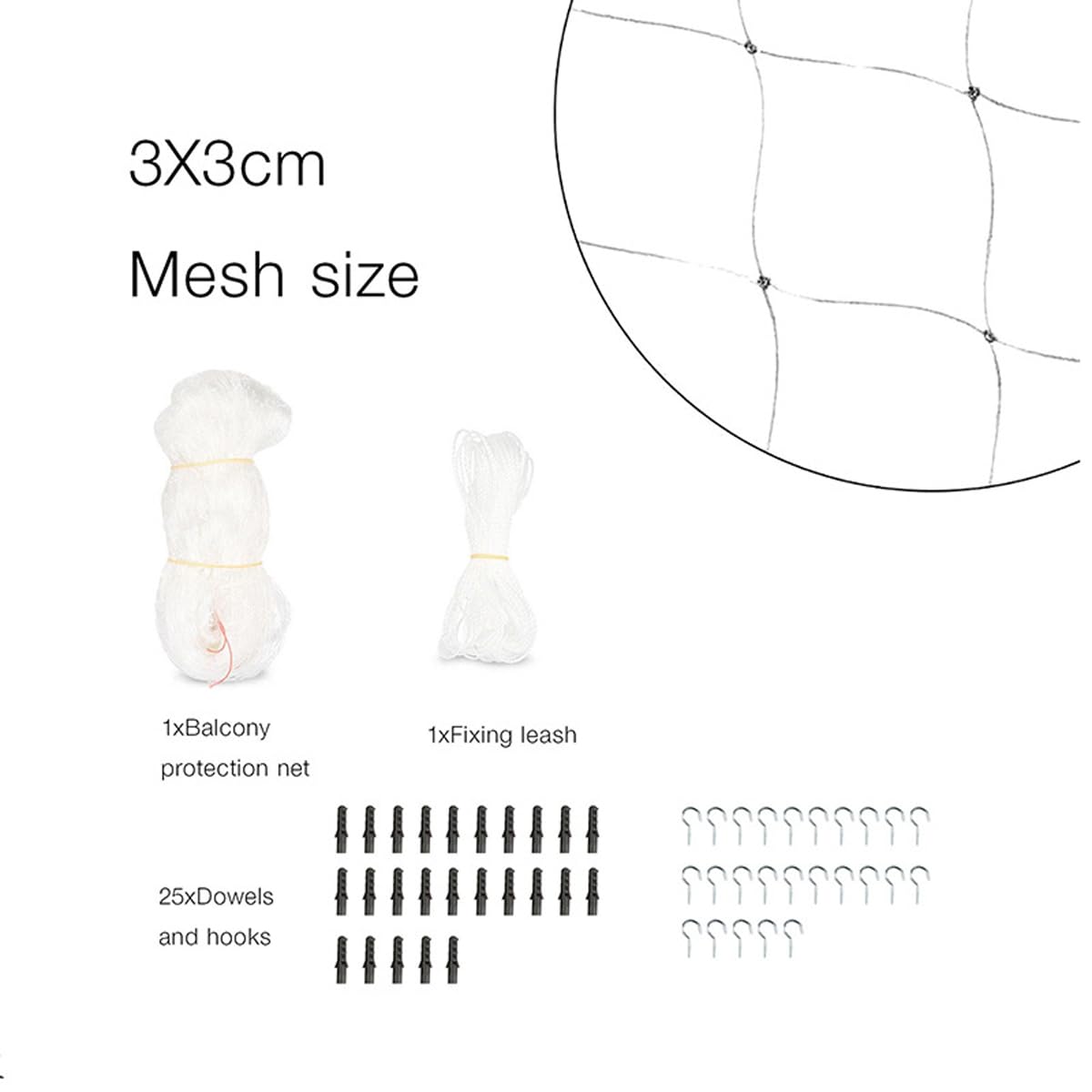 Sarini Protezioni Reti per Gatti 6 X 3 M Protezioni in Filo di Nylon di plastica Reti anticaduta di Sicurezza per Gatti?; Animali Domestici per Proteggere Le finestre del Balcone