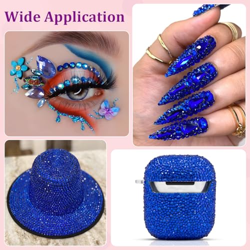 Image of 25000Pcs Resin Rhinestones for Crafting, Royal Blue 2-6mm Mixed Sizes Non Hotfix Flatback Gems, Bedazzling Crystal for DIY Crafts Clothing Tumblers Mugs Shoes Fabric Nail Art