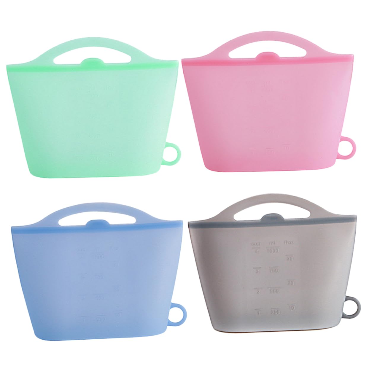 4 Bolsas De Silicona Para Almacenar 1000ml Para Refrigerador y Congelador Reutilizables Herméticas