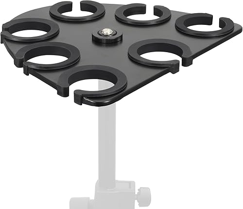 Soporte de micrófono múltiple para micrófonos con cable e inalámbricos, organiza hasta 7 micrófonos, aluminio, negro