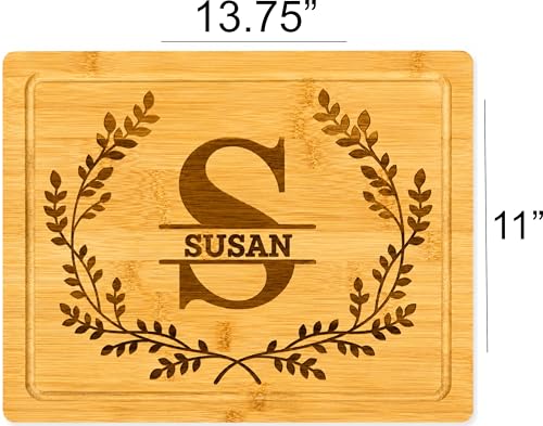 Tabla de Cortar de Bambú con Monograma Personalizado y Borde de Hiedra, Estilo S6, 11" x 13.75", Tabla de Cocina Personalizada para Aniversario, Bienvenida al Hogar, Cumpleaños y Bodas miniatura 7