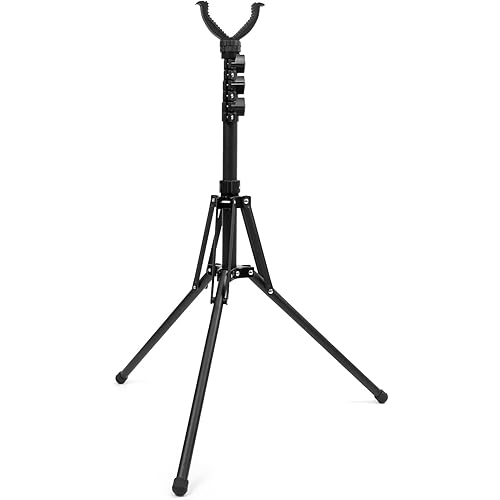 HUNTPAL 16"-62" Hunting Tripod Stand Shooting Stick Gun Rifle Rest With Removable 360 Rotation V Yoke - Versatile Portable Foldable Matt Aluminum Gun Support for Range Practice