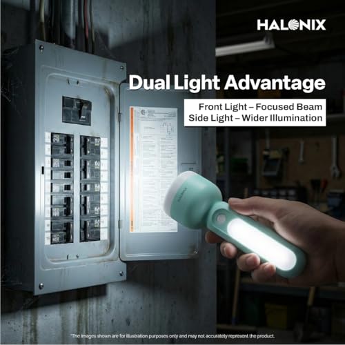 Image of Halonix 1W Radiant 2-in-1 Rechargeable Torch | Li-ion Battery | Compact LED Flashlight | Adjustable Beam | Portable Emergency Light | Ideal for Travel & Home.