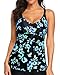 model wearing floral print Tempt Me tankini top