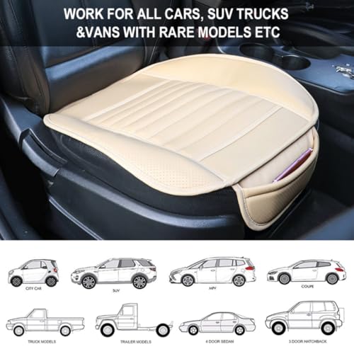Funda para asiento de coche con gel de sílice y bolsillo de PU beige 2