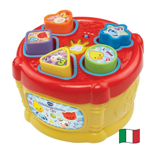 Vtech Il Magico Tamburo Delle Forme, Tamburo Musicale Per Bambini, Giocattolo Con 5 Forme, Strumento Musicale Interattivo Con 3 Canzoni E 20 Melodie, Lingua Italiana, Batterie Incluse, 12-36 Mesi-image