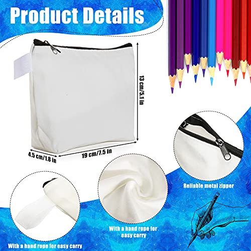 12 Pack Blank Canvas Makeup Bags Bulk DIY Craft Zipper Pencil Pouch Bag Multipurpose Cosmetic Toiletry Pouch Organizer Case for Travel Storage Sublimation, 7.5 x 5.1 x 1.8 Inch2