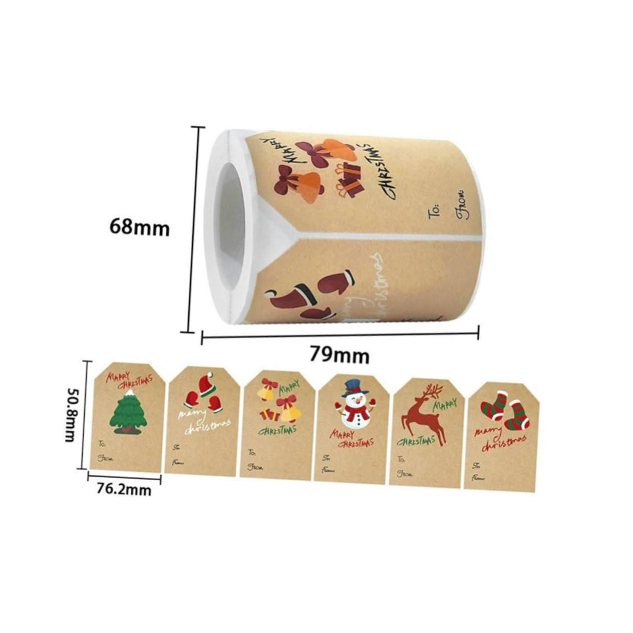 5 Rouleaux Autocollants de Noël etiquettes autocollantes étiquettes autocollantes porte-noms personnalisés autocollant d'emballage adhésif étiquettes de noël papier kraft