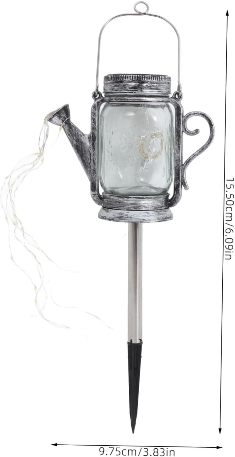 Lurrose 2Pcs Solar Garden Jar Light Creative Kettle Shaped Jar Lid Fairy String Lights for Outdoor Decoration Warm Atmosphere Lanterns for Patio