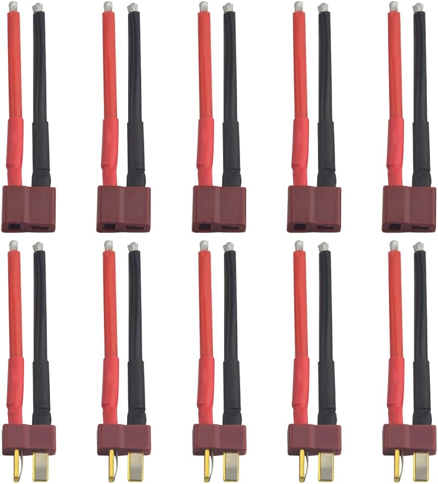 XINGYHENG 10Pcs(5Pairs) T Plug Connector Wire Male and Female T Deans Connectors Wires with 10cm 14AWG Silicone Wire for RC Airplane Boat Battery