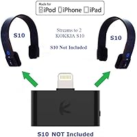 Vista 6 de i10L: transmisor divisor digital Bluetooth para iPhone, iPad, iPod Touch con conector Lightning. Funciona bien transmitiendo a 2 juegos de Apple