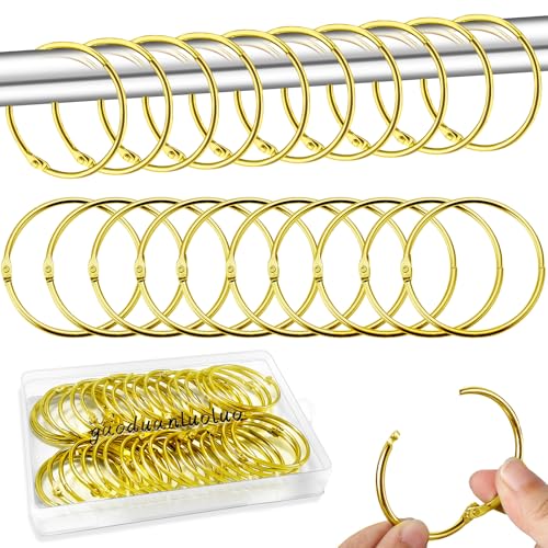 40 Metal Curtain Rings - 50mm, Shower & Curtain Rods (Gold)