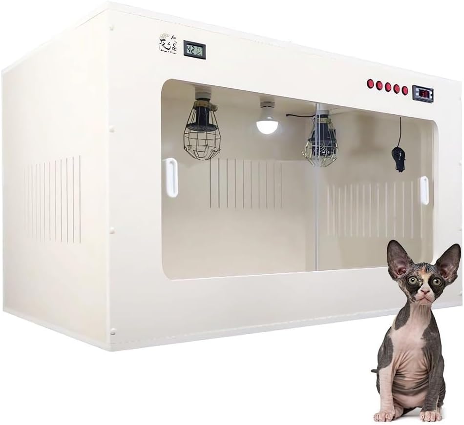 Dog Incubator Box, Pet Incubator Box with Heat Lamp and Adjustable Temperature, Puppies Newborn Pet Animals Breeding Box(60 * 50 * 50cm)
