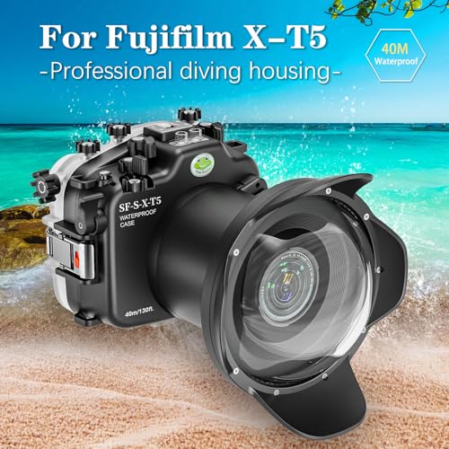 Ficha técnica Sea frogs Carcasa de cámara subacuática compatible con Fujifilm X-T5 para XF 16-55 mm f/2.8 R LM WR con lente gran angular IPX8 40 m 130 pies de profundidad máxima de buceo impermeable para buceo - Fernando Cortés