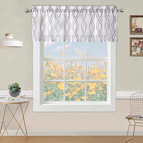 Faironly Valances For Windows Short Kitchen Curtain Valances Small Cafe Curtain Geometric Printed Window Treatment Sets Tier Curtain Valance For Bathroom, 52" W X 15" L #TOP7