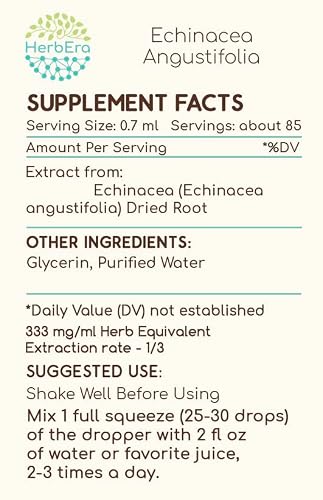 Echinacea Angustifolia B60 Alcohol-Free Herbal Extract Tincture, Super-Concentrated Responsibly Farmed Echinacea(Echinacea Spp.) 2 Fl Oz #TOP1