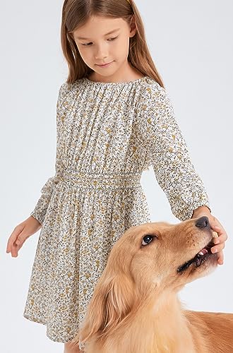 Girls Floral Smocked Waist Dress Church Holiday Playwear Soft Midi Dress with Pockets2