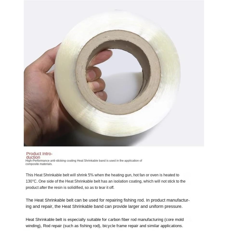 Nastro termoretraibile for Riparazione Materiale in Fibra di Carbonio da 1 Pezzo, Larghezza 25 mm, Resistente alle Alte Temperature, Senza residui di Colla(15M Length)