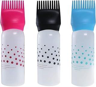 ECVV 3Pcs 6Oz Hair Color Oiling Bottles Root Comb Squeeze Applicator Bottles With Dots For Hair Coloring Dye Hair Oiling Care
