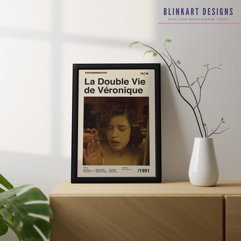 Image of BLINKART La Double Vie De Movie Poster Frame 8x12 Inch | Premium 300 GSM Paper Wall Print | Mid Century Vintage Film Artwork for Home, Bedroom, Living Room, Office | Framed Photo Decor
