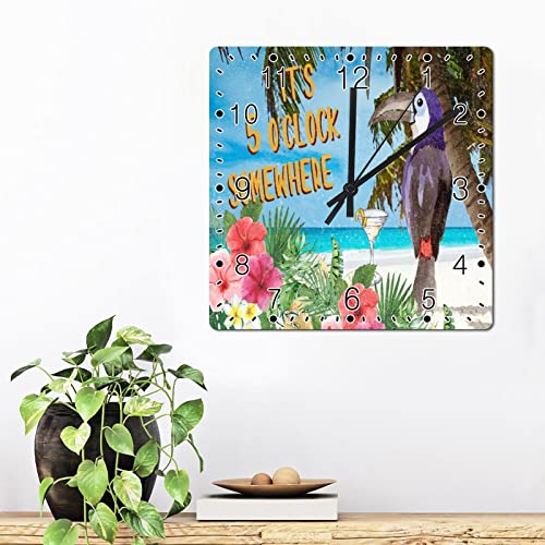 Horloge murale tropicale perroquet 30cm rustique colorée rétro - 3