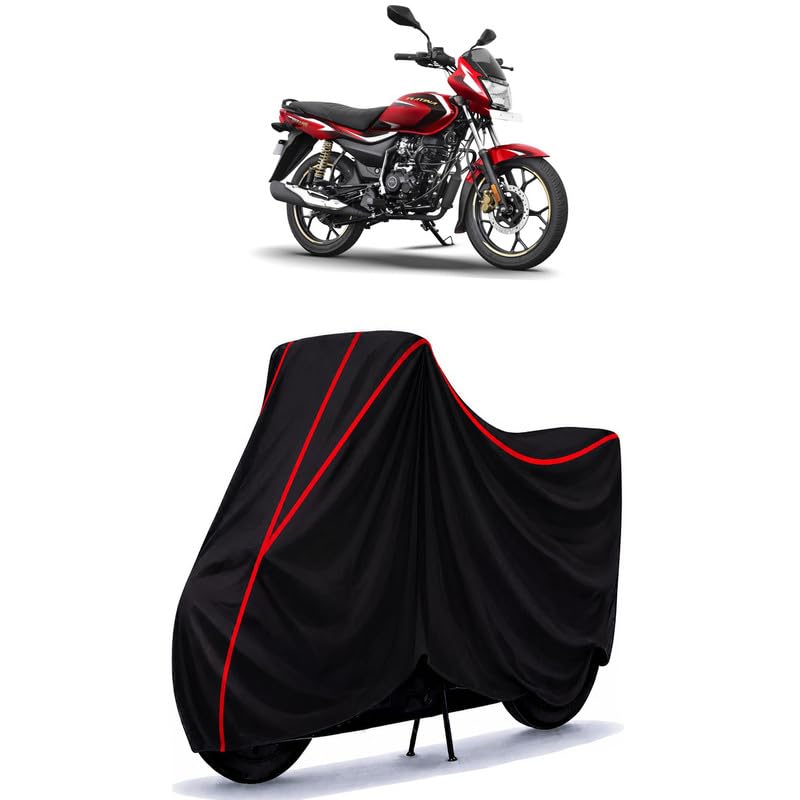 Image of Bajaj Platina 110 ABS Water Resistant Bike Cover for All Motorcycles & Rain | Heavy Duty Taffeta Fabric | UV Protection, Dustproof, Scratchproof | All Weather Two Wheeler Cover with Elastic Bottom