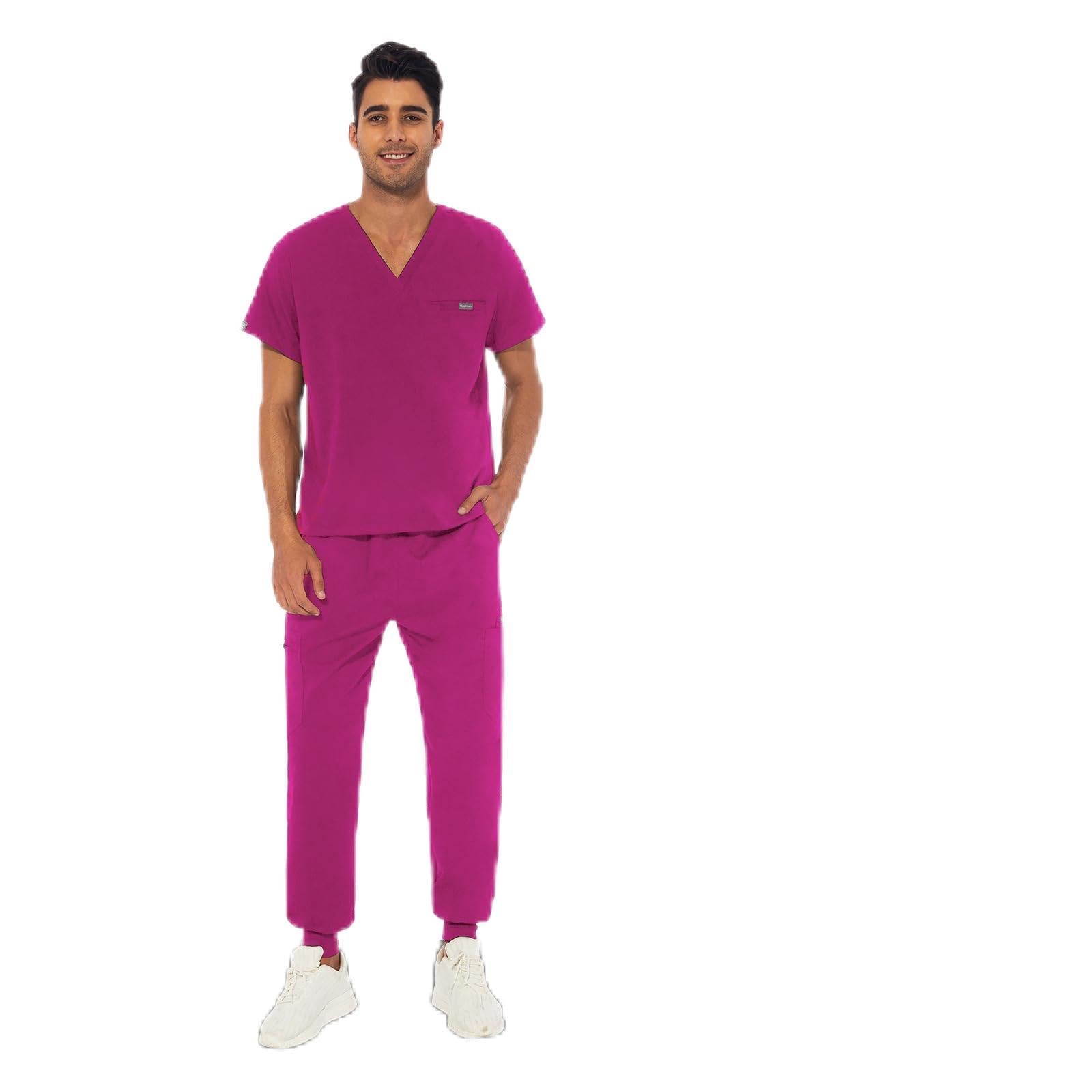 Uniforme Sanitaria Donna e Uomo, Unisex Sanitaria Set con Casacca e Pantalone Abbigliamento Medico Scollo a V Adatto per Infermieri, Dentisti